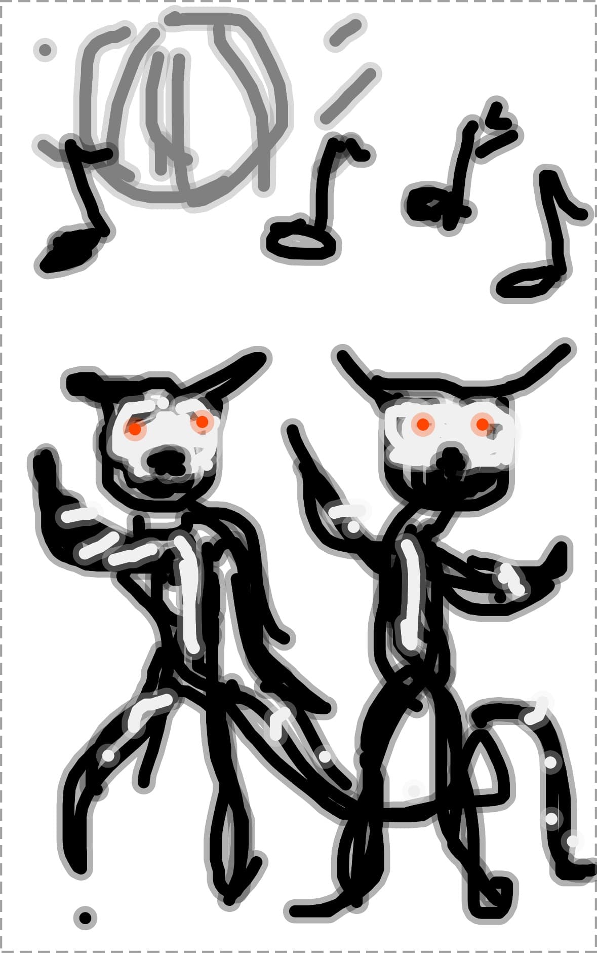 Two red-eyed lemurs dancing under a disco ball